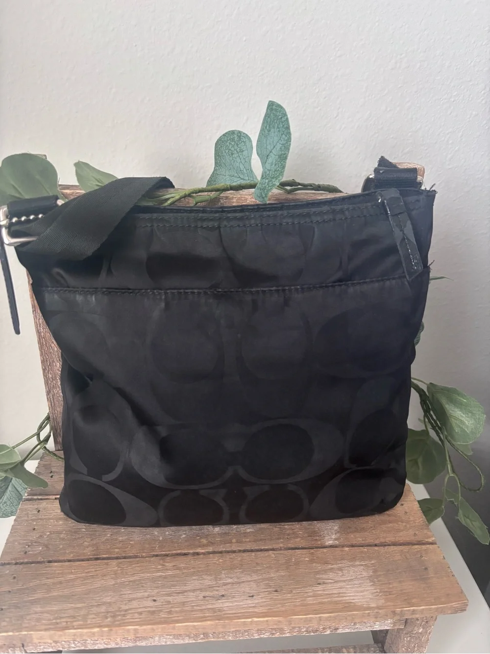 Coach Getaway File Black Signature Nylon Messenger Crossbody Bag